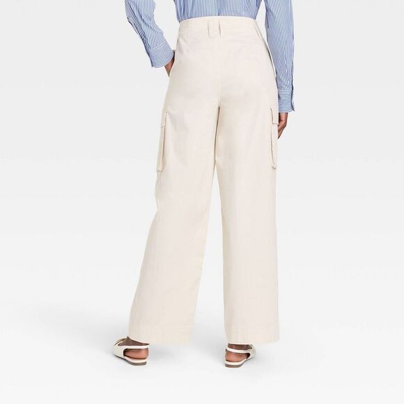 A New Day - Women's High-Rise Wide Leg Cargo Pants - A New Day Cream - Picture 2 of 3